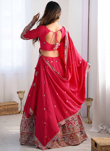 Pretty Pink Crepe silk festive Party wear lehenga choli with sequin coding work